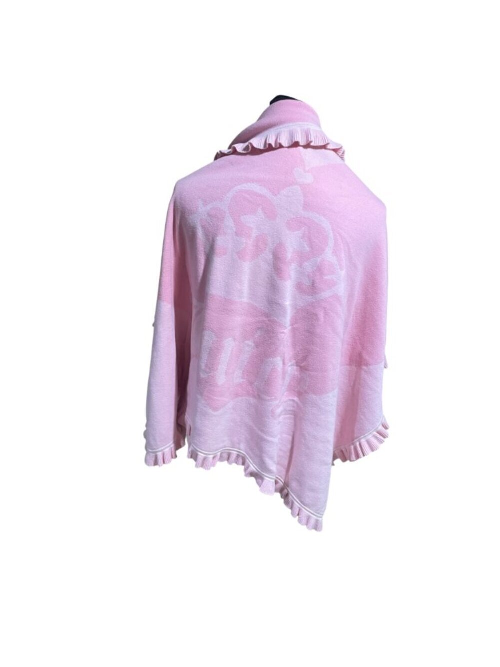 juicy couture poncho with logo print and ruffled hem detail